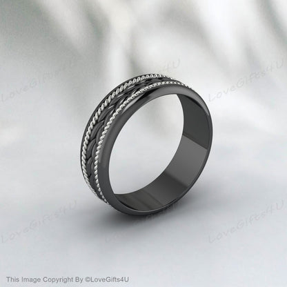 Bague de promesse pour hommes, bracelet noir unisexe, bague de mariage en argent