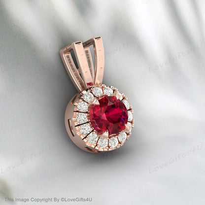 Gold Ruby Pendant, Created Ruby, Gold Vintage Pendant, Red Ruby Pendant, Vintage Pendant, Antique Pendant, Dainty Pendant, Gold Vermeil