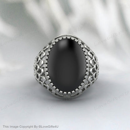 Silver Onyx Ring Silver Men Ring With Onyx Stone Handmade Silver Ring