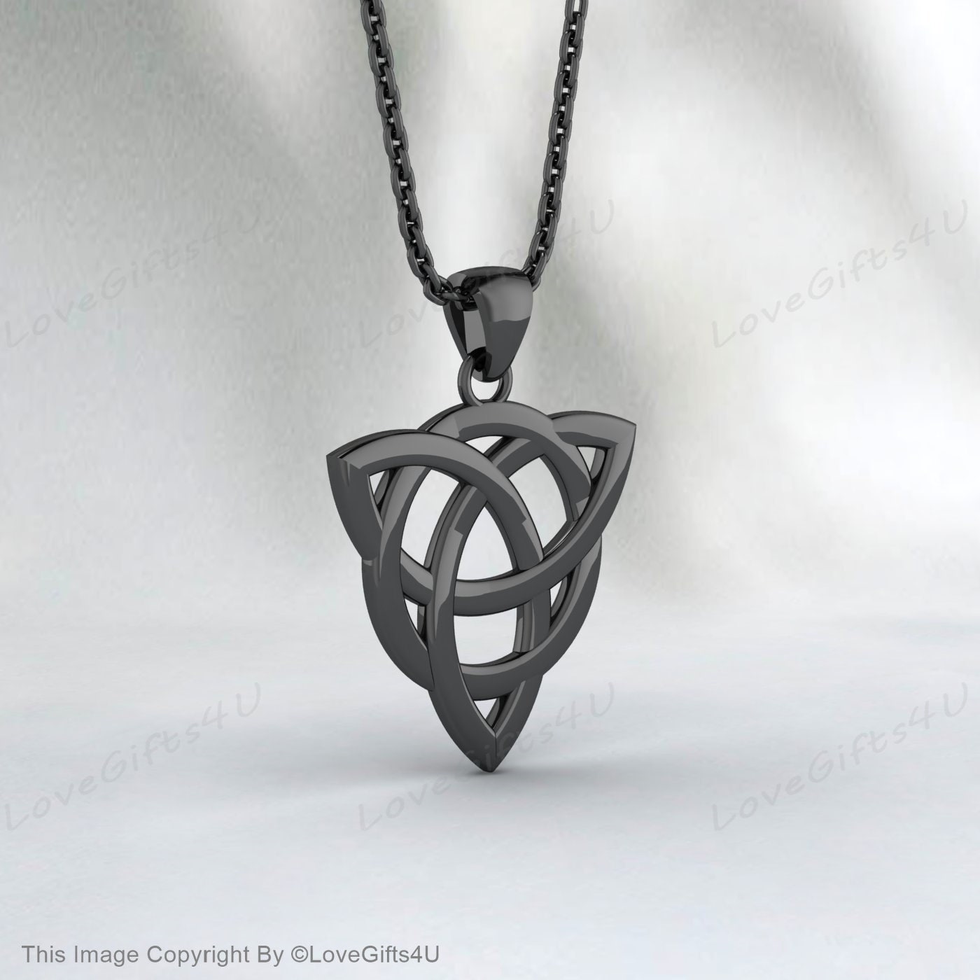 Celtic Knot Triquetra Trinity Necklace, 925 Sterling Silver Trinity Knot Pendant Necklace - Celtic Trinity Irish Norse Viking Pagan Necklace