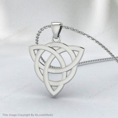 Celtic Knot Triquetra Trinity Necklace, 925 Sterling Silver Trinity Knot Pendant Necklace - Celtic Trinity Irish Norse Viking Pagan Necklace