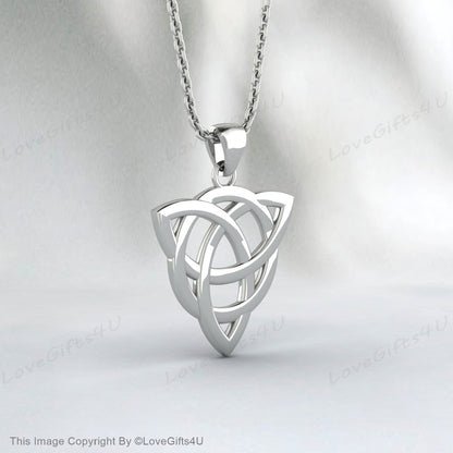 Celtic Knot Triquetra Trinity Necklace, 925 Sterling Silver Trinity Knot Pendant Necklace - Celtic Trinity Irish Norse Viking Pagan Necklace