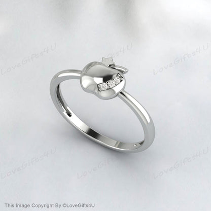 Bague en argent sterling avec logo pomme, bague en forme de pomme et de fruit pour femme