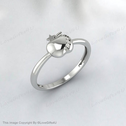 Bague en argent sterling avec logo pomme, bague en forme de pomme et de fruit pour femme