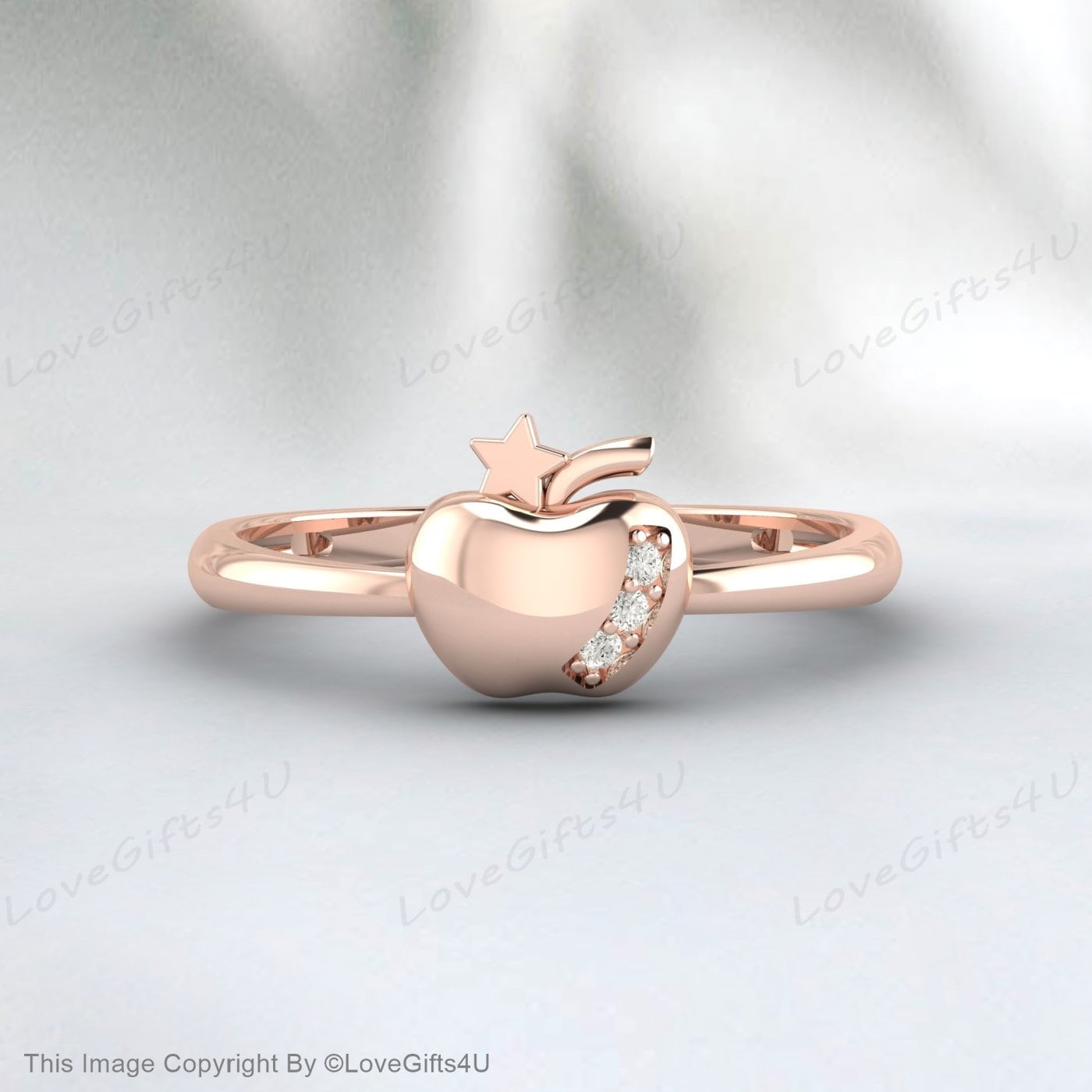 Sterling Silver Apple Logo Ring 925 Apples Fruit Ring For Woman