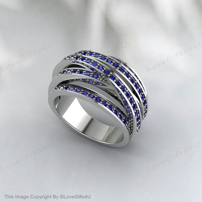 Crossover Ring Glittering Cross Sapphire Ringx Cross Engagement Ring