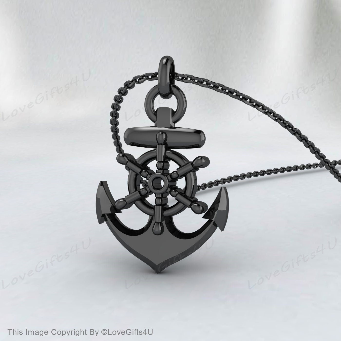 Black Anchor Necklace, Sailor Silver Pendant, Anchor Pendant for Men, Silver Anchor Necklace, Sailor Silver Pendant, Anchor Pendant for Men