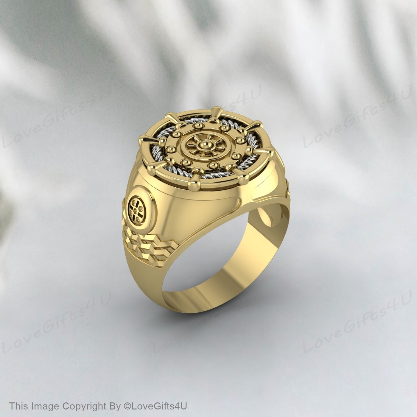 Bague de roue de navire, bague de marin, bague de volant, bague avec chaîne, bague d'ancrage, bague de marin en argent 925 faite à la main • Bijoux uniques