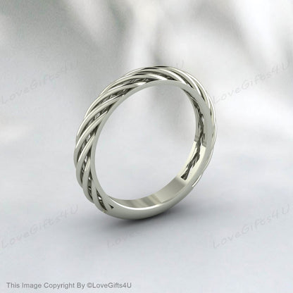 Twisted Braid Ring Silver Braided Ring Men's Ring Minimalist Ring