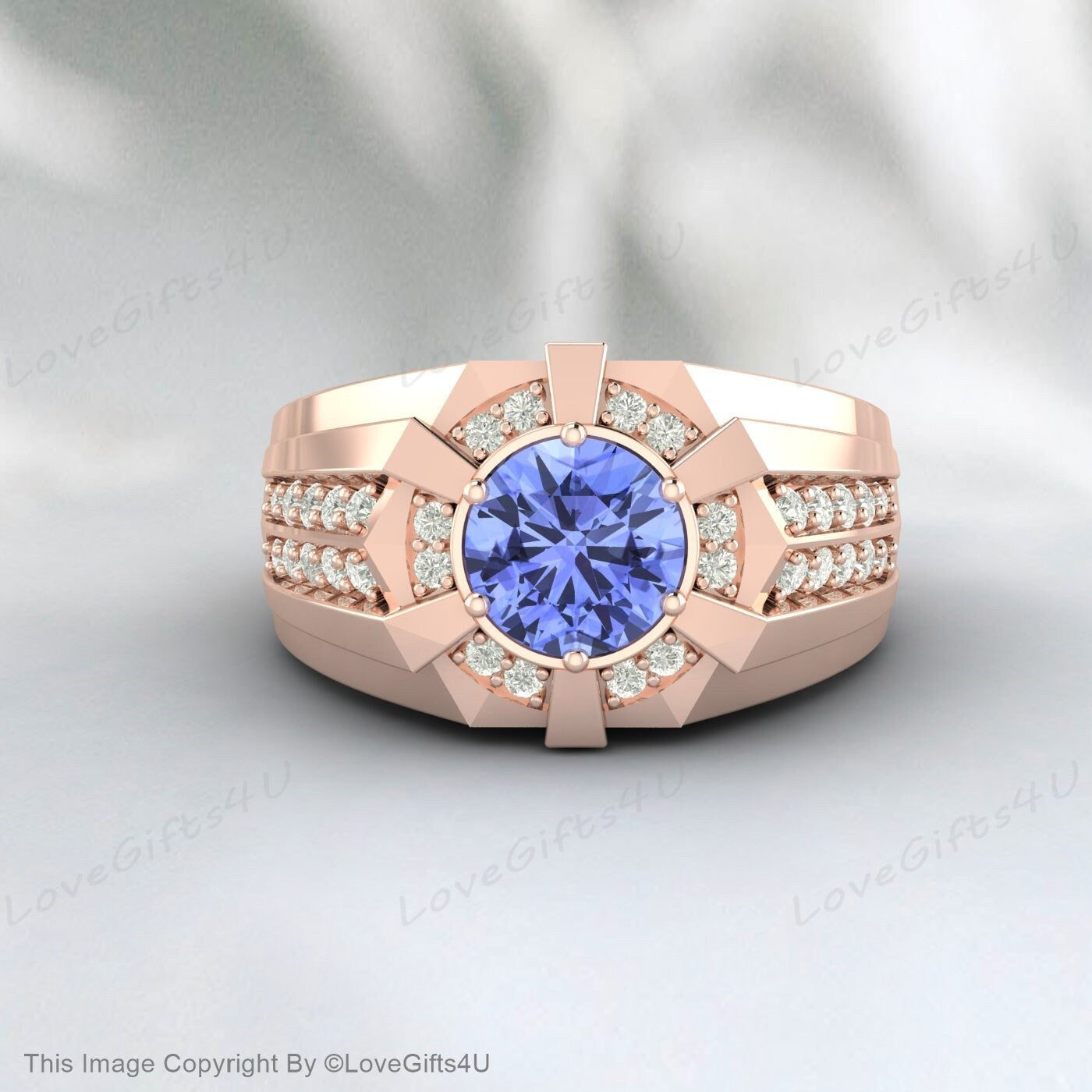 Tanzanite Men Ring-Blue Stone Men's Ring December Birthstone Ring