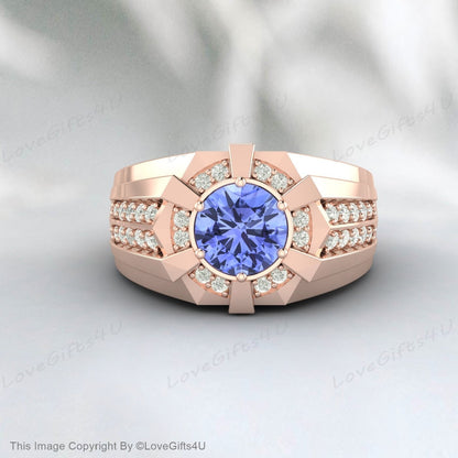 Bague homme Tanzanite-bague homme pierre bleue bague pierre de naissance décembre