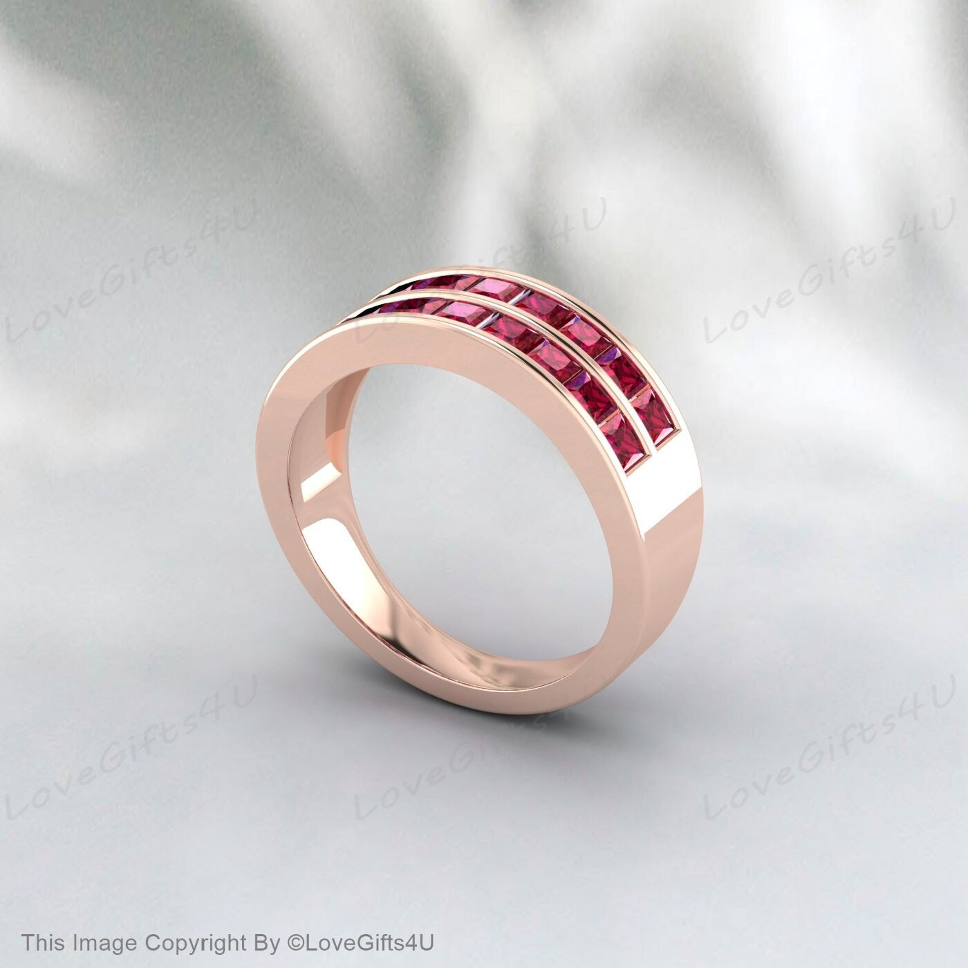 Bande de demi-éternité Ruby Wedding Band Stacking Ring Bande assortie