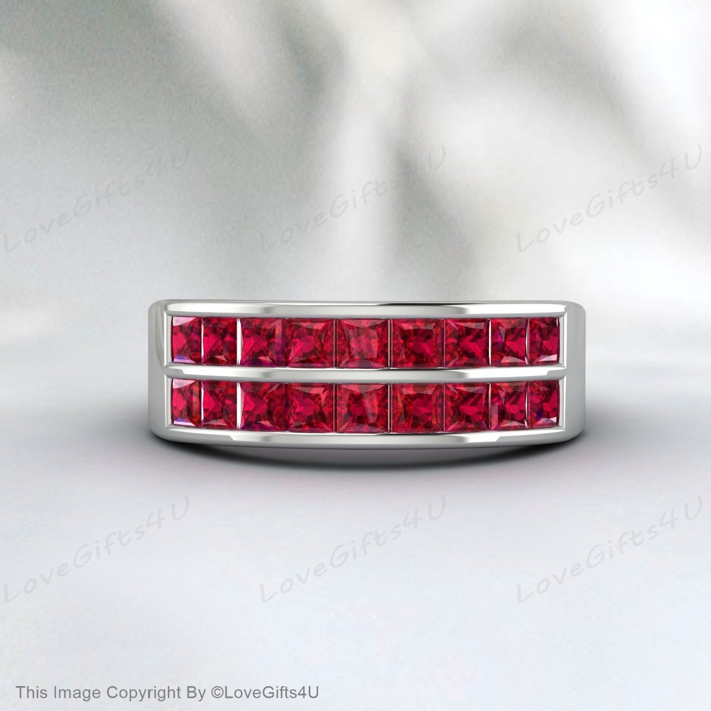 Bande de demi-éternité Ruby Wedding Band Stacking Ring Bande assortie