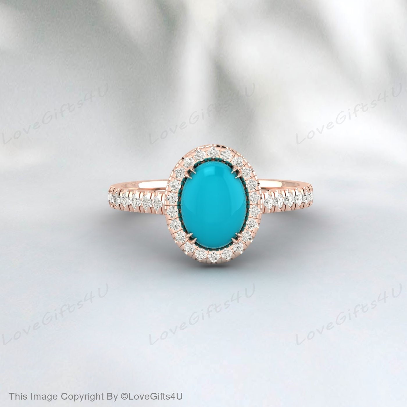 Round Cut Turquoise Engagement Ring Unique Bridal Anniversary Ring