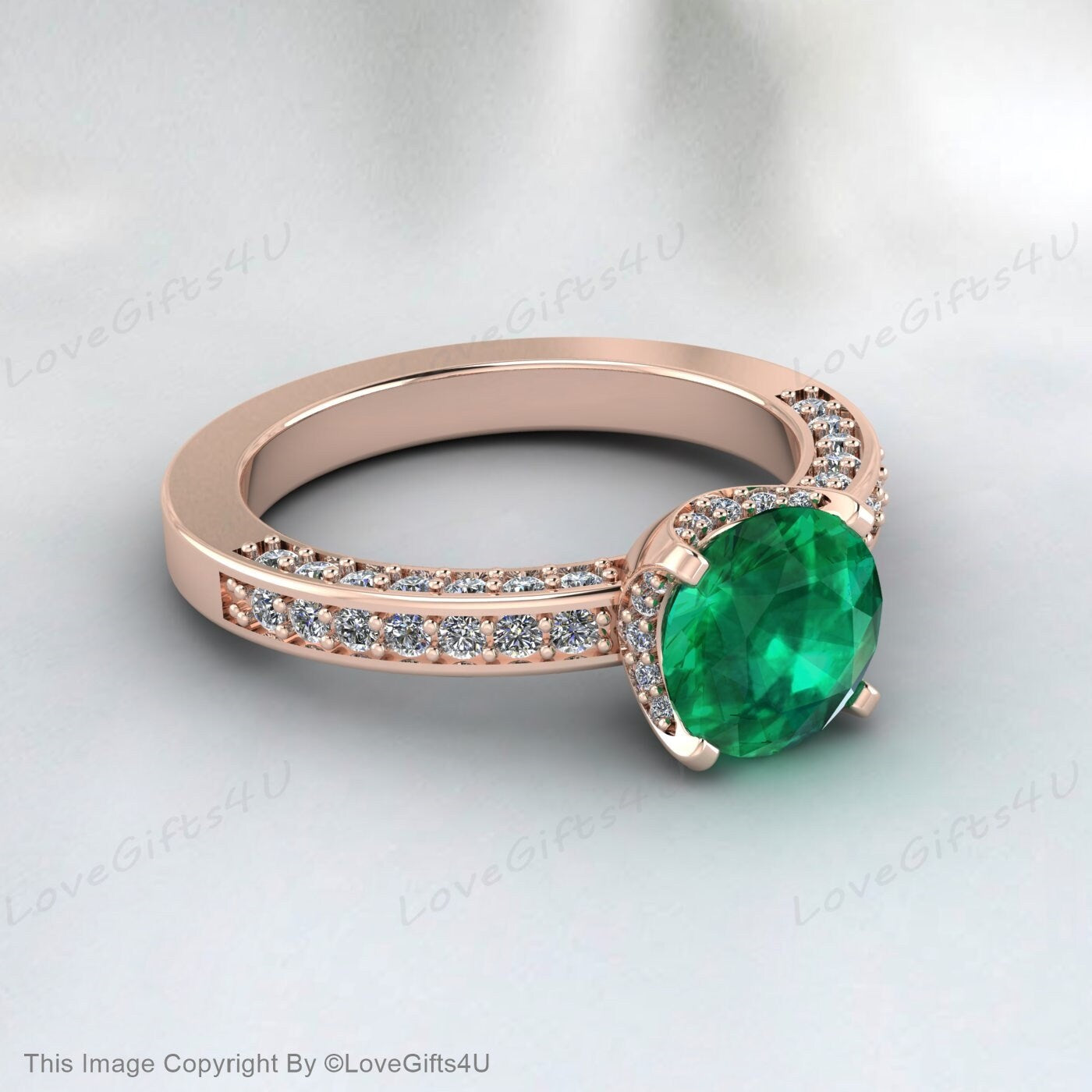 Silver Emerald Promise Ring Proposal Ring Anniversary Gift For Her