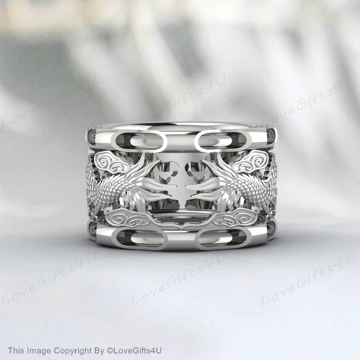 Dragon Silver Mythology Wedding Ring Gift For Men Dragon Band