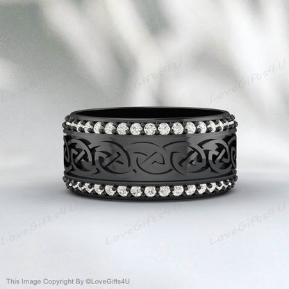 Celtic Knot Ring Mens Wedding Band Irish Ring Viking Wedding Bands