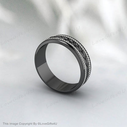 Bague de promesse pour hommes, bracelet noir unisexe, bague de mariage en argent