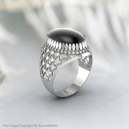 Silver Onyx Ring Silver Men Ring With Onyx Stone Handmade Silver Ring