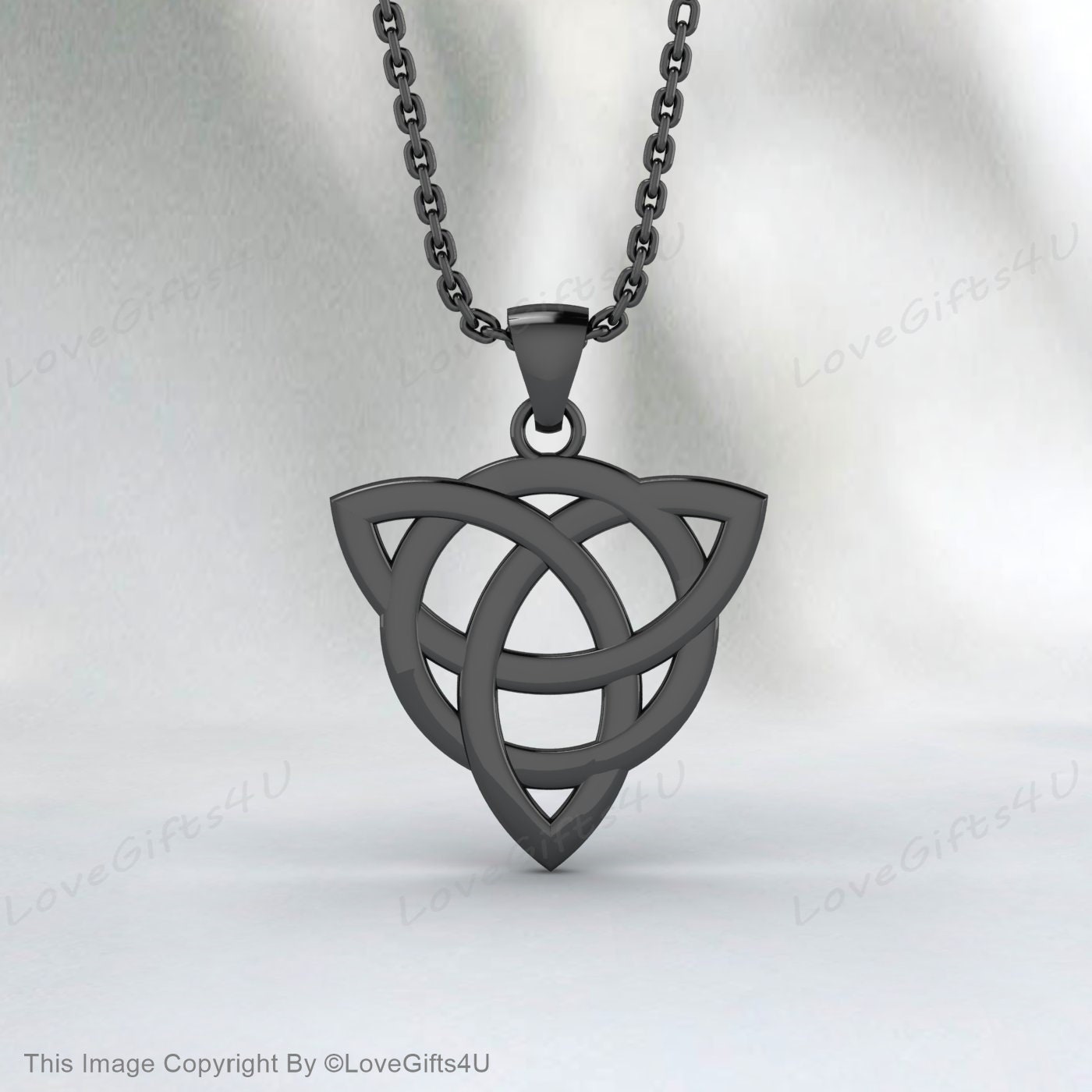 Celtic Knot Triquetra Trinity Necklace, 925 Sterling Silver Trinity Knot Pendant Necklace - Celtic Trinity Irish Norse Viking Pagan Necklace