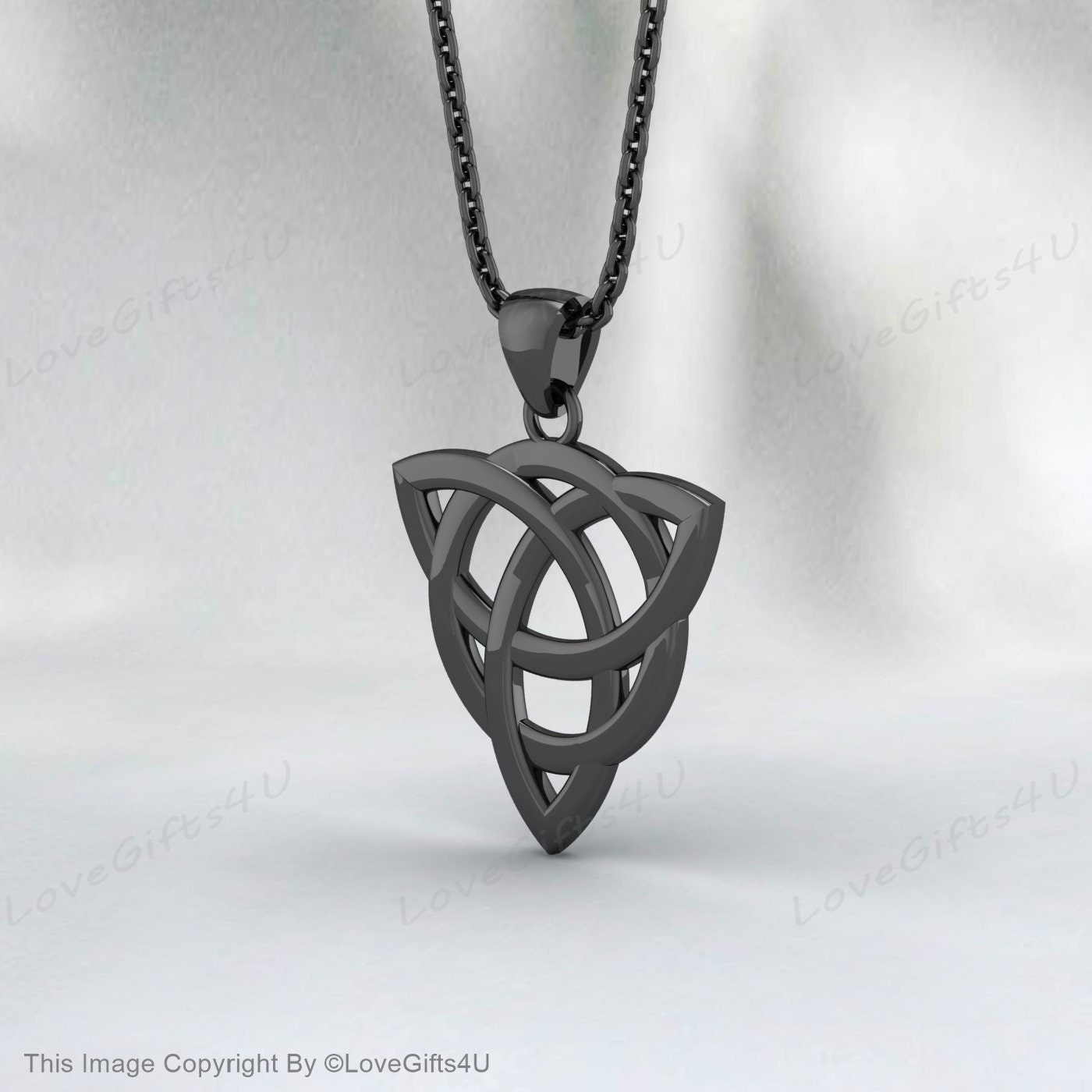 Celtic Knot Triquetra Trinity Necklace, 925 Sterling Silver Trinity Knot Pendant Necklace - Celtic Trinity Irish Norse Viking Pagan Necklace