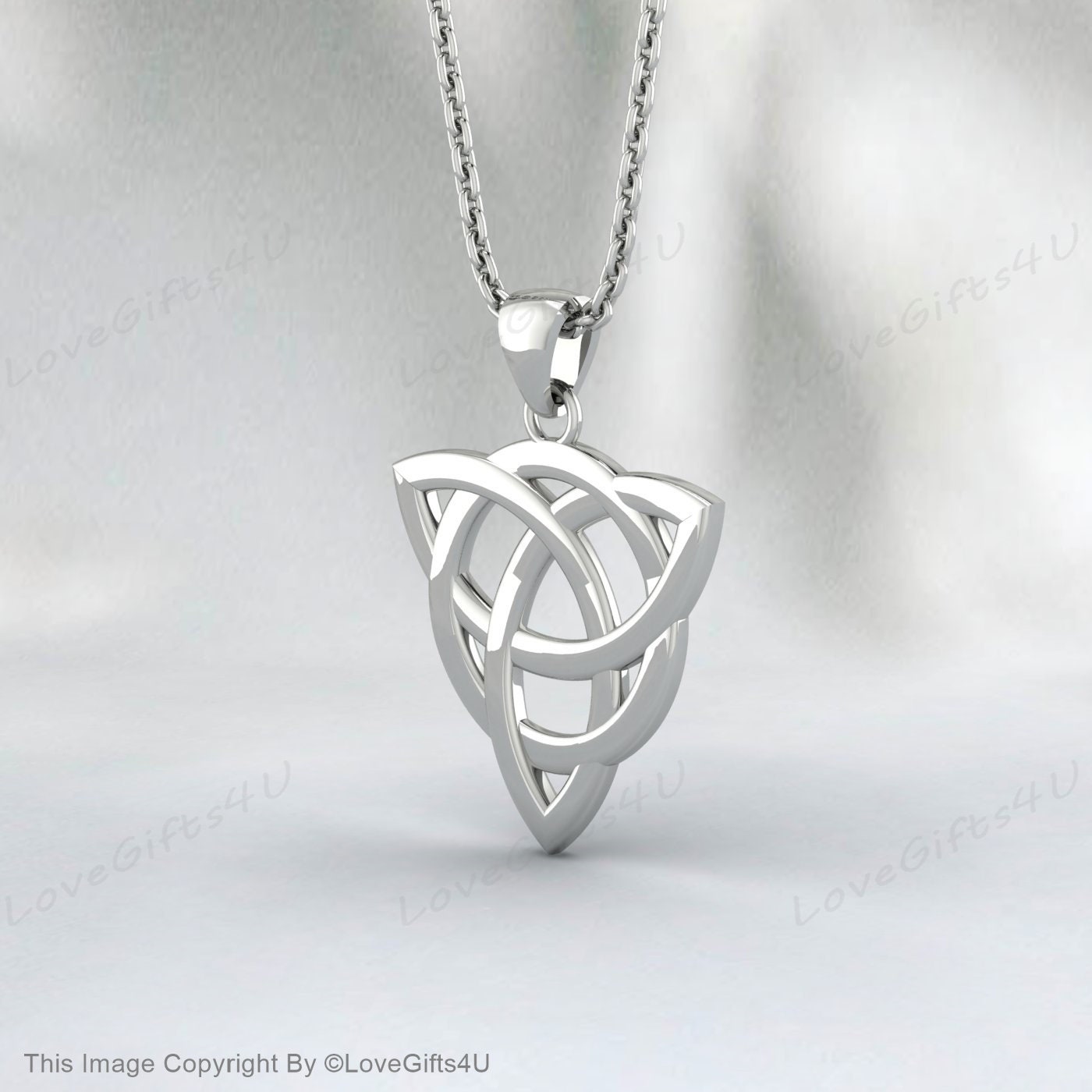 Celtic Knot Triquetra Trinity Necklace, 925 Sterling Silver Trinity Knot Pendant Necklace - Celtic Trinity Irish Norse Viking Pagan Necklace