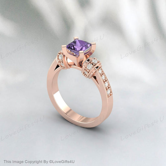 Princess Cut Amethyst Ring Verlobungsring Jahrestag Geschenk für Sie