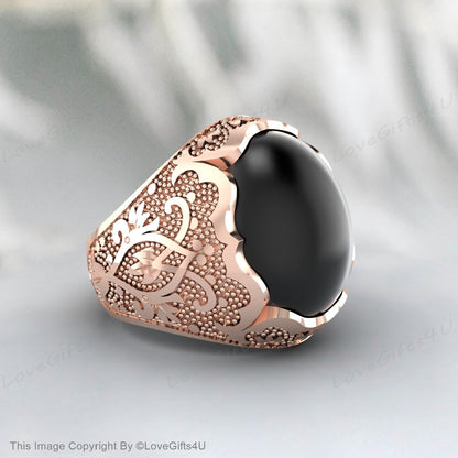 Mens Handmade Black Onyx Gemstone Silver Men Ring Gift For Husband