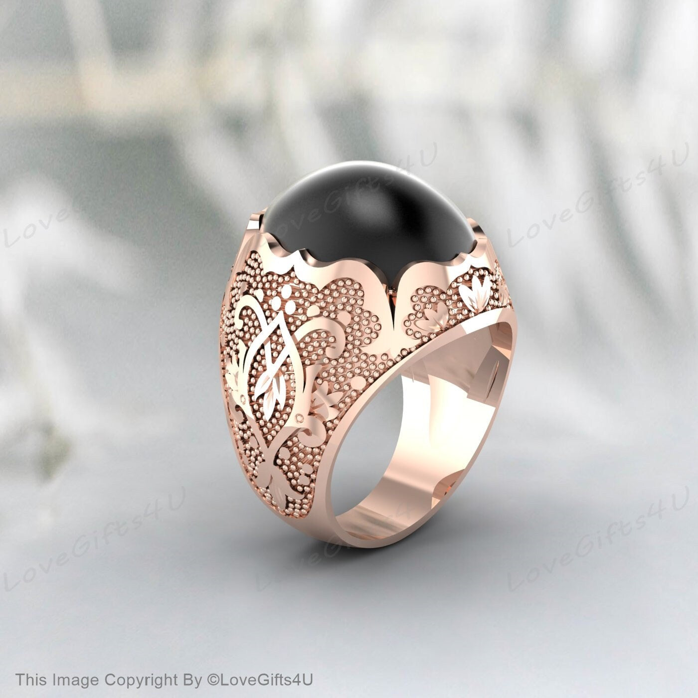 Mens Handmade Black Onyx Gemstone Silver Men Ring Gift For Husband