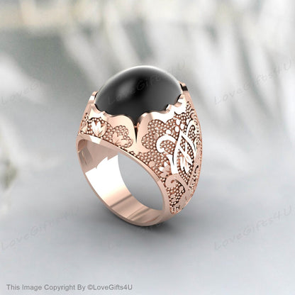 Mens Handmade Black Onyx Gemstone Silver Men Ring Gift For Husband