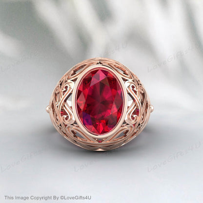 Bague de mariage en rubis rouge naturel, bague en argent pour hommes et femmes, chevalière