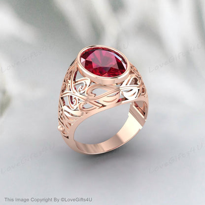 Bague de mariage en rubis rouge naturel, bague en argent pour hommes et femmes, chevalière