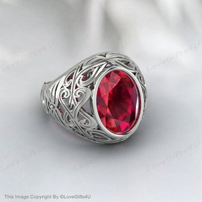 Bague de mariage en rubis rouge naturel, bague en argent pour hommes et femmes, chevalière