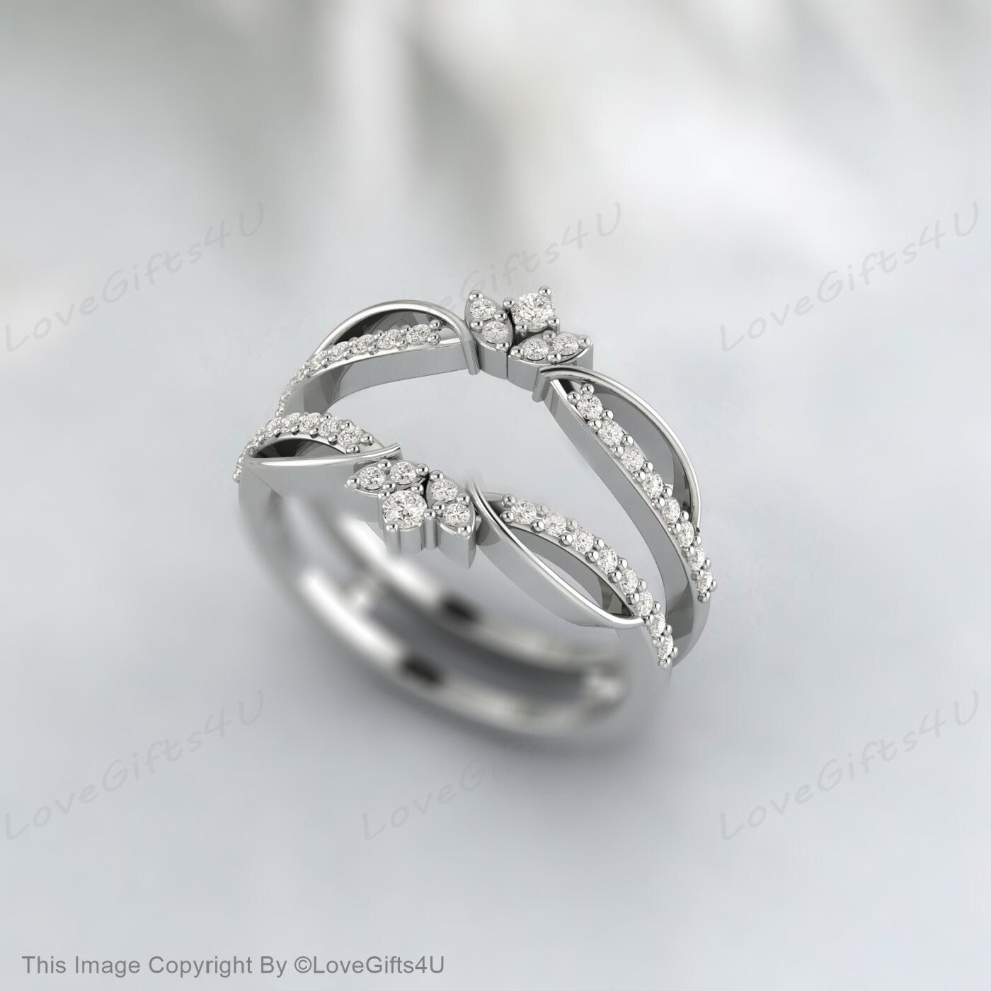 Diamond Double Curved Ring Enhancer Wedding Band Anniversary Gift