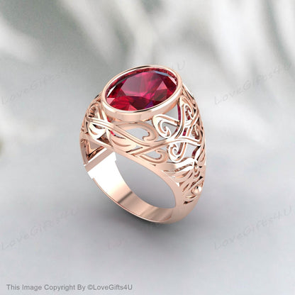 Bague de mariage en rubis rouge naturel, bague en argent pour hommes et femmes, chevalière